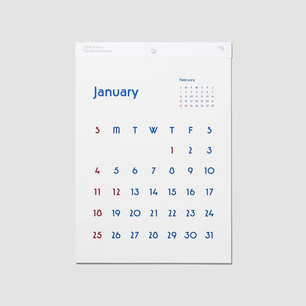 タイプフェイス(書体)がテーマ。D-BROS Typeface Calendarのイメージ画像