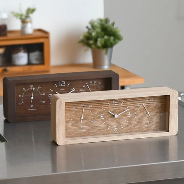 木製のカタマリ。Lemnos（レムノス）Yokan 温湿度計付 LC11-06