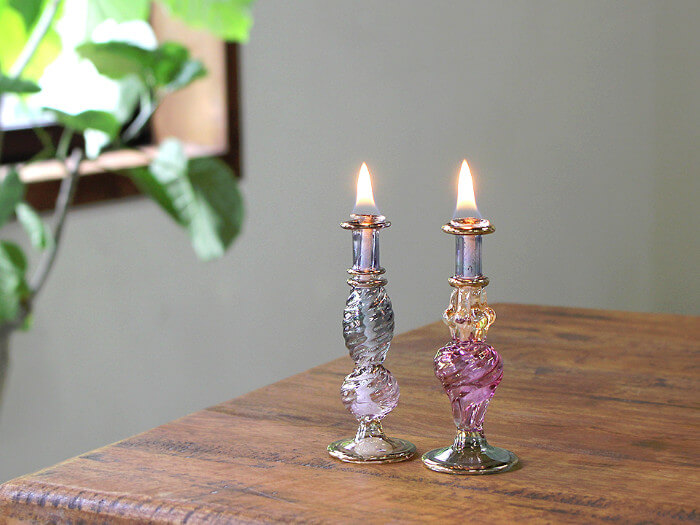 オイルランプになった香水瓶。エジプト香水瓶 KeyLife社 オイルランプ2点セット