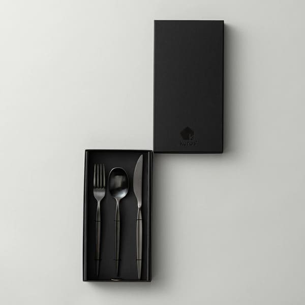 黒の魅力。kuros' ブラック ステンレス ディナーカトラリー3点セット 8548420-00