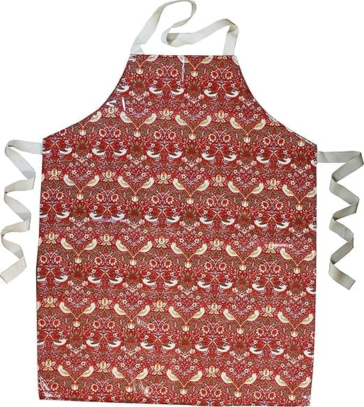 撥水性コーティング。MORRIS DESIGN(モリスデザイン)エプロン PVCコーティング いちご泥棒(Strawberry Thief)