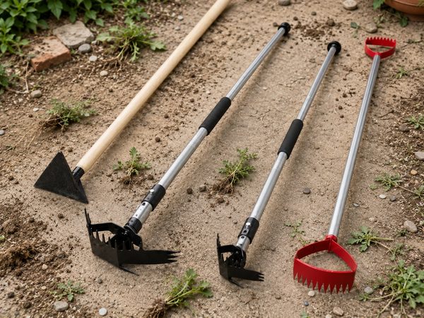 立ったまま使える三角ホーや砂利の場所でも役立つ草取り道具のイメージ画像
