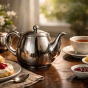 ちょっと贅沢な気分。美しい輝きを放つステンレスのティーポット