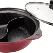 パール金属 マルチテイスト IH対応ガラス蓋付二食鍋28cm(紅玉色)  HB-4014