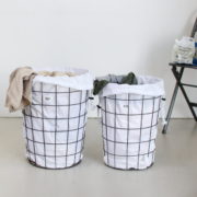 PUEBCO（プエブコ）WIRE BASKET WITH PLAIN LAUNDRY BAG