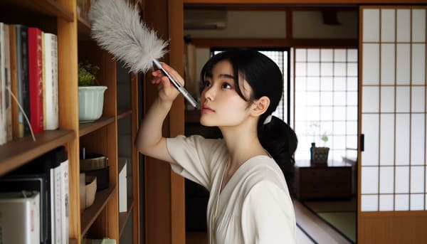 はたきは高いところから低いところへのイメージ画像